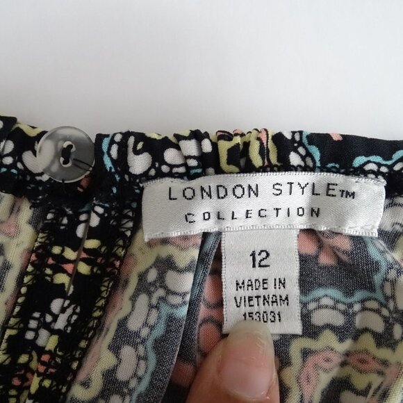 London Style Keyhole Maxi Dress Women Size 12 Sleeveless Geometric Casual Vacay - Picture 5 of 10